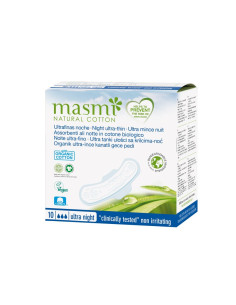 Compresas Noche con alas algodon bio 10ud Masmi